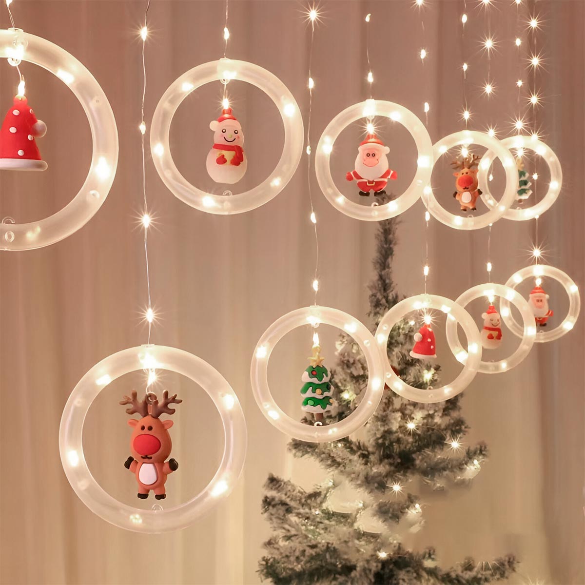 luces alumbrados de navidad  cortina aro
